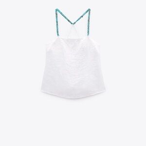 Zara chain trim linen top